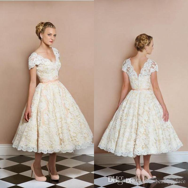 1950 039 s tea length vintage wedding dresses