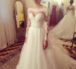 2017 Wedding Dresses New Luxury 2017 Long Sleeves A Line Wedding Dresses Boat Neck Appliques Beading White Dress Tulle Zipper Bridal Gowns