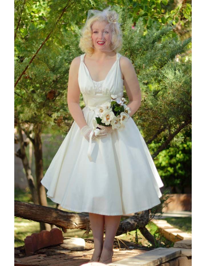 50s Style Wedding Dresses Elegant Ivory 50s Style Class Act Tea Length Wedding Dress