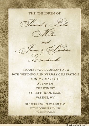 50th Wedding Anniversary Dresses Lovely Double 50th Anniversary formal Invitation Two Special