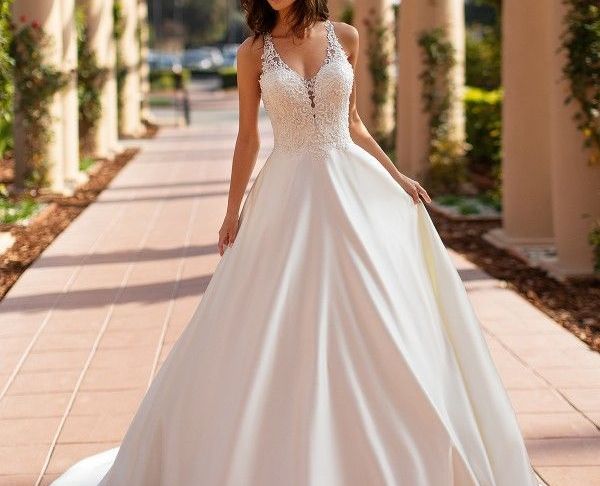 A Line Bridal Dress Inspirational Moonlight Collection S J6742 Satin A Line Bridal Gown In