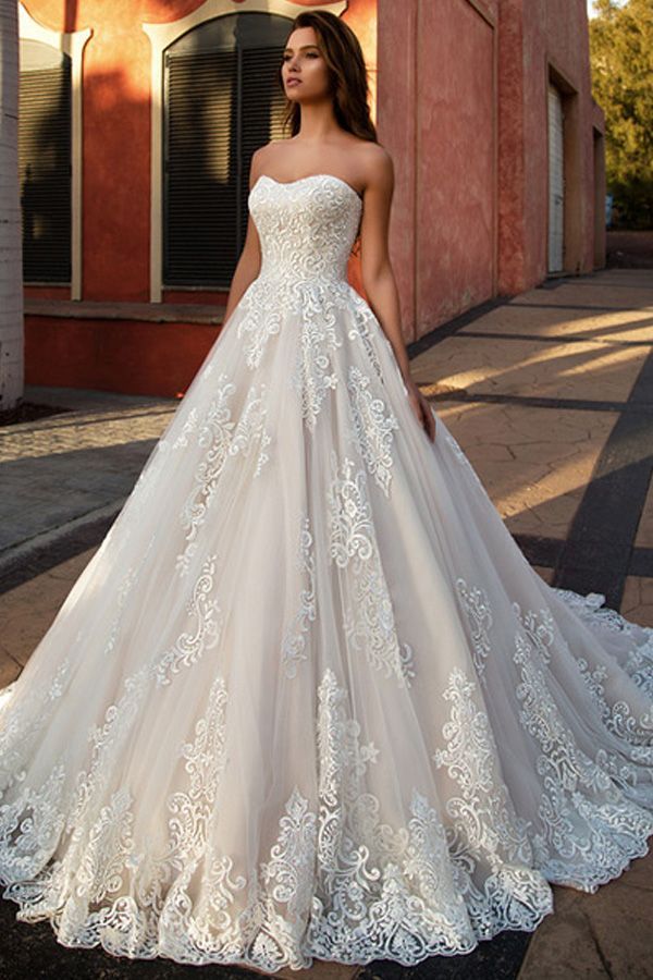 A Line Bridal Dresses Elegant Marvelous Tulle Sweetheart Neckline A Line Wedding Dress
