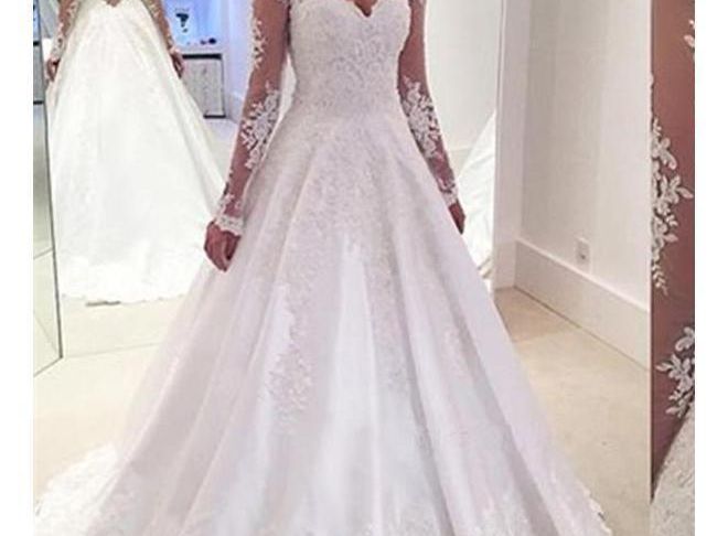 A Line Bridal Dresses New Long Sleeve Lace A Line Cheap Wedding Dresses Line Wd335