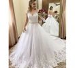 A Line Bridal Gown Beautiful Discount Vintage Tulle Lace Sleeveless Bridal Gown 2019 Modern Sweetheart Neckline Open Back Beaded Sash A Line Wedding Dress with Bow Wedding Dresses