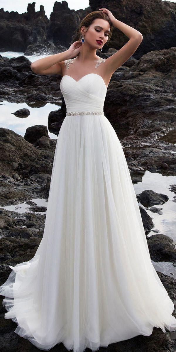A Line Strapless Wedding Dresses Lovely Graceful Tulle Jewel Neckline A Line Wedding Dress with