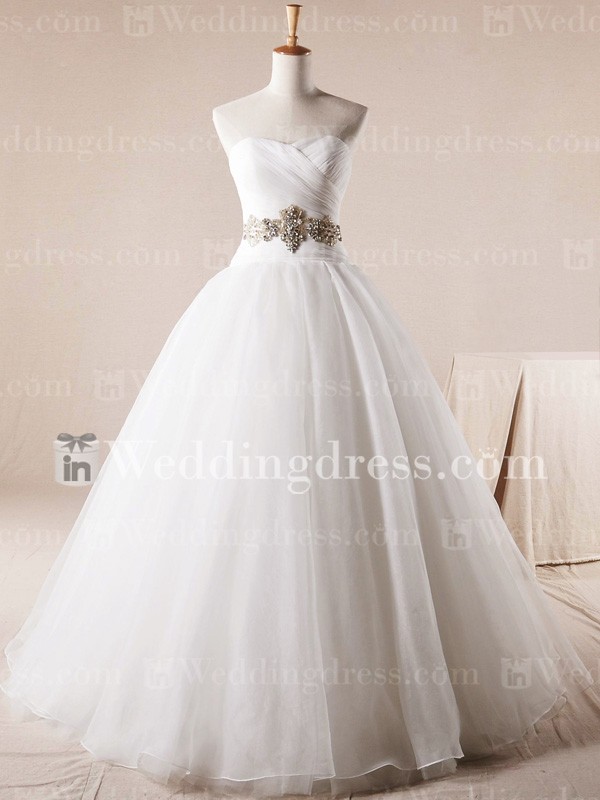 A Line Sweetheart Wedding Dresses Beautiful Princess Strapless organza Wedding Dress Bg068n