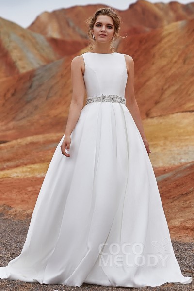 A Line Wedding Dresses with Sleeves Lovely A Line Court Train Mikado Wedding Dress Ld3845