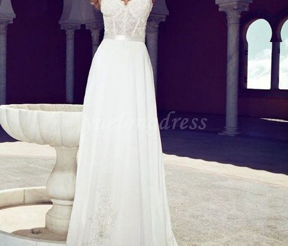 A Line Wedding Dresses with Straps Awesome Elegant A Line Beach Straps Wedding Dress Bridal Dress Long