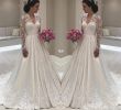 A Line Wedding Dresses with Straps Beautiful Modest Simple A Line Cheap Wedding Dresses Lace Satin Appliques Beaded Crystal V Neck Sweep Train Long Sleeve Wedding Bridal Gowns