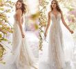 A Line Wedding Dresses with Straps New Od Lover Women Lace A Line Pleated Hem See Through Wedding