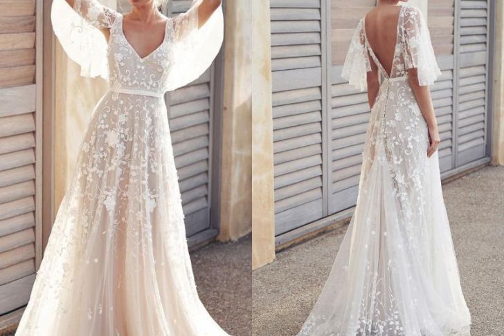 Affordable Bohemian Wedding Dress Unique Y Backless Beach Boho Lace Wedding Dresses A Line New 2019 Appliques Cheap Half Sleeve Country Holiday Bridal Gowns Real F7095