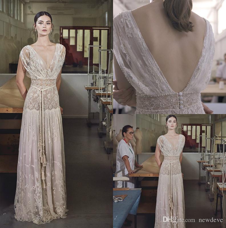 Affordable Boho Wedding Dresses New Discount 2018 Collection Lihi Hod Boho Wedding Dresses Fashion Lace V Neck Cap Sleeve Elegant Country Bohemian Beach Bridal Gowns A Line Lace Wedding
