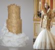 Alexander Mcqueen Wedding Dresses Beautiful Gold Feather Cake Inspired by Alexander Mcqueen Gown