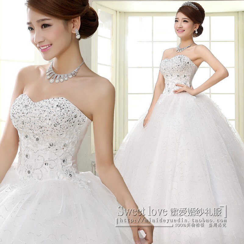 Cheap Price 2015 Luxury y Sweet princess Rhinestone white Wedding Dresses