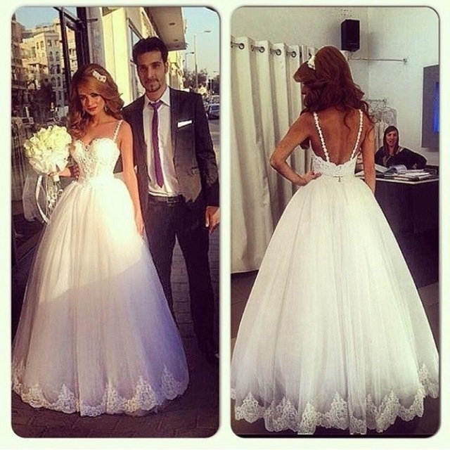 Vestidos De Noiva Ball Gown Wedding Dresses Russia Style Spaghetti Straps Pearls Floor length No Train