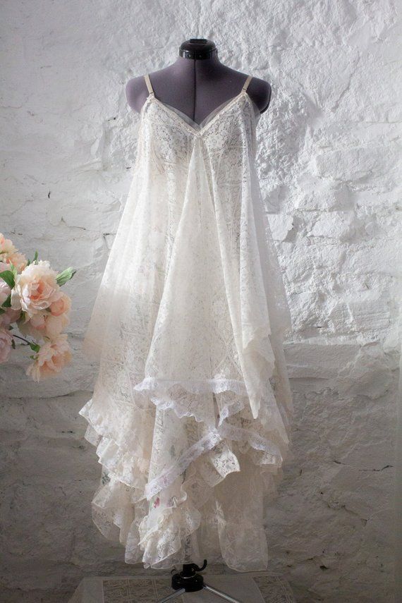 Alternatives to Wedding Dresses Best Of Vintage Lace Alternative Wedding Dress Upcycled Boho White