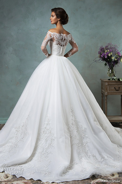 Amelia Sposa 2016 Wedding Dresses Unique 2017 Long Sleeve Lace Wedding Dresses Over Skirt Amelia