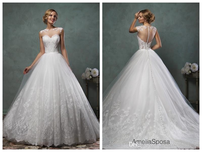 Amelia Sposa Wedding Dress Cost Beautiful 2018 Wedding Dress Amelia Sposa Valery Lace Ball Gown Wedding Dresses Bridal Gowns Vestido De Novia Bateau Sleeveless Cap button Sheer Back