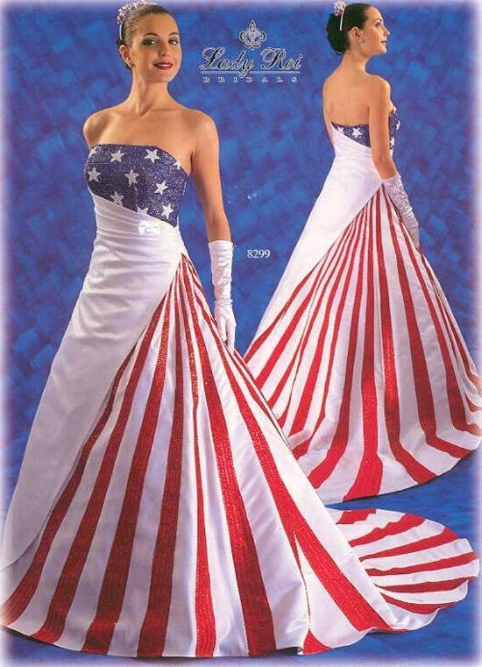 red white and blue satin american flag casual wedding dress size 10 m 0 0 960 960