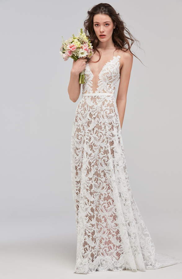 ASA Willowby Sleeveless V Neck Lace & Tulle Wedding Dress