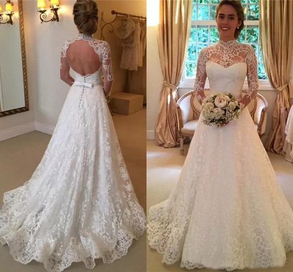 Antique Style Wedding Dresses Best Of Discount solovedress Vintage Lace Wedding Dresses High Neck Illusion Sleeved Open Back Aline Wedding Gowns Chapel Bridal Dresses Vintage Style Wedding
