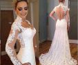 Antique Style Wedding Dresses Lovely Vintage Lace Wedding Dresses Mermaid Style High Neck Illusion Sweep Train Wedding Gowns Covered button Back Elegant Bridal Dress
