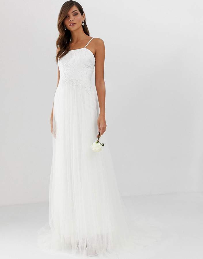 Asos Edition EDITION pretty mesh and lace layered wedding dress