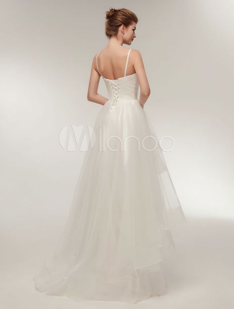 Asymmetrical Wedding Dresses Beautiful Beach Wedding Dress High Low Summer Bridal Dress Ivory Tulle