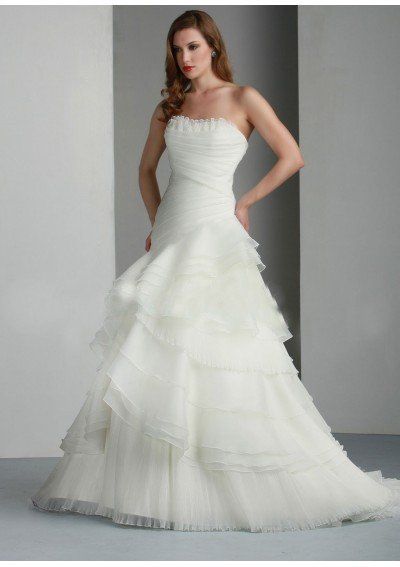 Asymmetrical Wedding Dresses Inspirational organza Strapless Ruffled Neckline Rouched Bodice and