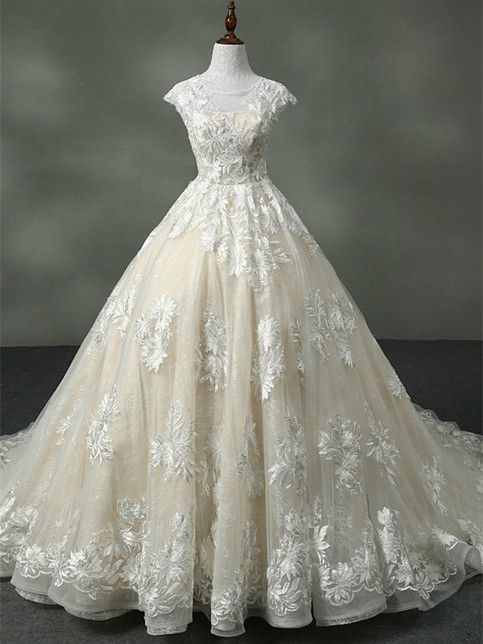 Average Wedding Dress Cost Lovely A Line Princess Scoop Neck Chapel Train Bridal Dresses