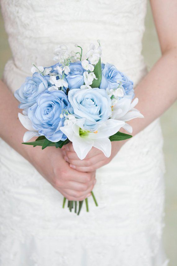 Baby Blue Wedding Awesome Blue White Bridesmaid Bouquet Small Bridal Bouquet Light