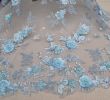 Baby Blue Wedding Lovely Blue Embroidery Lace Fabric with 3d Floral Europe Light