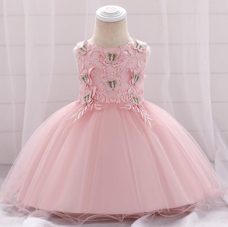 Baby Dresses for Wedding Inspirational 2019 Baby Girl First Birthday Dress Child butterfly Sticker Flowers Wedding Dress Pink Tulle Princess Dress for Wedding Party Kids Clothing From