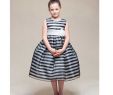 Baby Girl Dresses for Wedding Lovely Crayon Kids Black White Stripe Tea Length Flower Girl Dress Girls 5 10