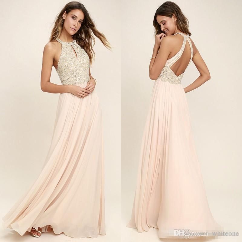 Backless Wedding Guest Dresses Lovely Modern Blush Pink Chiffon Bridesmaid Dresses 2018 Halter