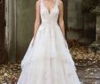 Ball Gown Style Wedding Dresses Unique Style 9884 Lavish Tiered Tulle Ball Gown with Illusion Back