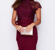 Beach Dresses for Wedding Guest Elegant Lyla High Neck Lace top Midi Dress Berry by Girl In Mind Product Photo
