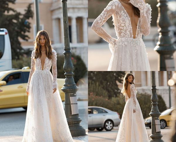 Beach Informal Wedding Dresses Lovely Discount Berta 2019 A Line Beach Wedding Dresses Long Sleeve Sheer V Neck Lace Appliqued Bridal Gowns Sweep Train Tulle Boho Casual Wedding Dress