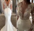 Beaded Wedding Dresses with Sleeves Elegant Long Sleeve Wedding Dress Ivory White Mermaid Sheer Neck Lace Appliques Garden Country Church Bride Bridal Gown Custom Made Plus Size