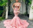 Best Gowns Lovely 2k19 Pink Mermaid Prom Dresses Sheer top with Appliques evening Gowns Illusion Long Sleeves Tulle Ruched Sweep Train formal Party Dress Prom Dress