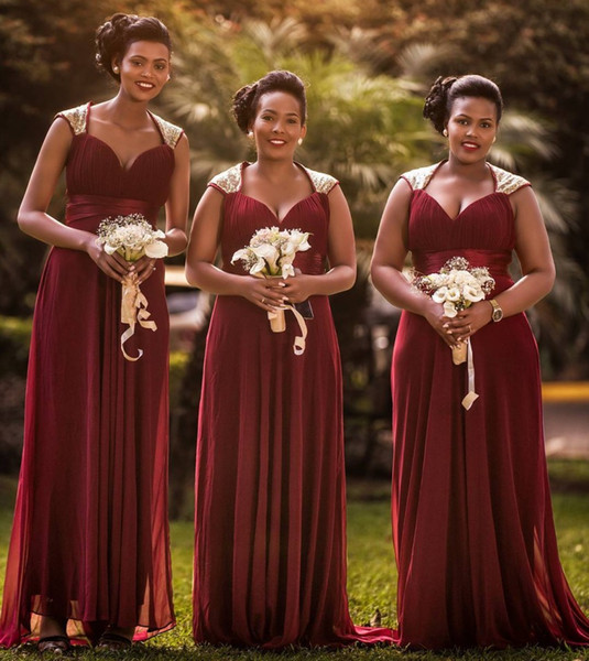 Best Online Bridesmaid Dresses Lovely south African Burgundy Bridesmaids Dresses for Summer Weddings A Line Cap Sleeves Floor Length Wedding Guest Gowns Plus Size Bm0731 Bridemaid Dress