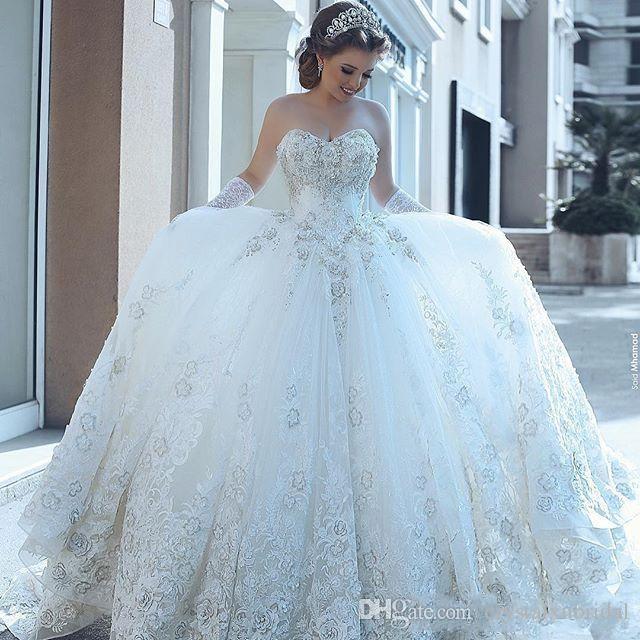 Best Price Wedding Dresses Lovely 2019 New Y Ball Gown Wedding Dresses Sweetheart 3d Floral Appliques Lace Appliques Sweep Train Backless Plus Size formal Bridal Gowns
