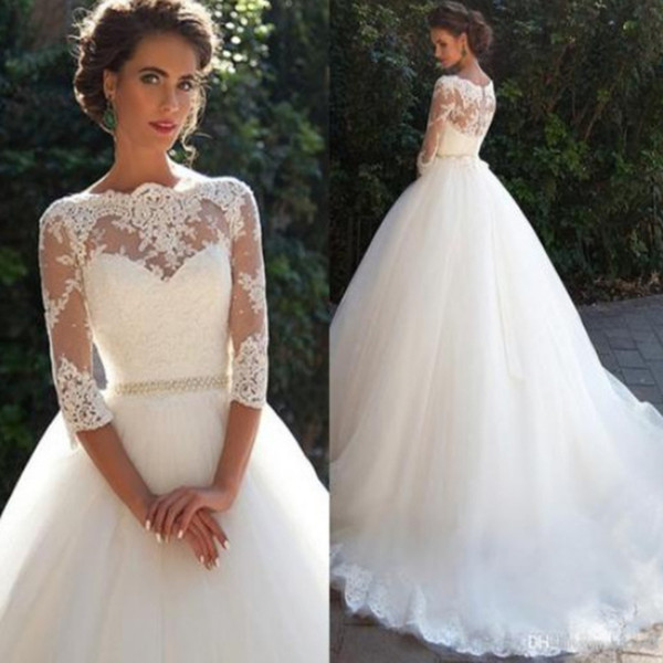 Best Wedding Dress for Petite New Discount Boho Wedding Dress 2019 O Neck Appliques Lace Mermaid Wedding Gown with Small Train Y Bride Dress Back See Through Line Wedding Dresses