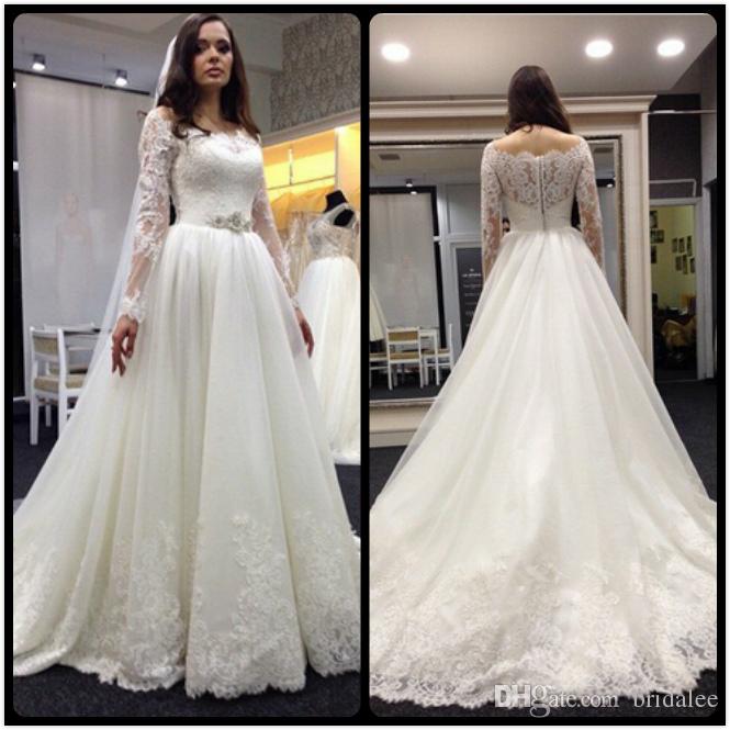Best Wedding Dresses 2016 Beautiful Vestido De Noiva 2016 Couture Vintage Lace Bridal Dresses Long Sleeve A Line Plus Size Wedding Gowns F the Shoulder