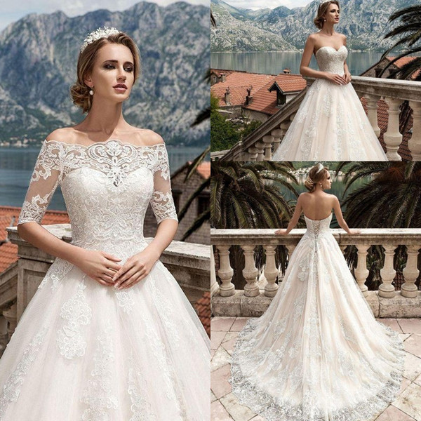 Best Wedding Dresses for Plus Size Brides New Discount New Luxury A Line Wedding Dresses Illusion Lace Appliques Sweetheart with Detachable Jacket Plus Size African Custom formal Bridal Gowns Best