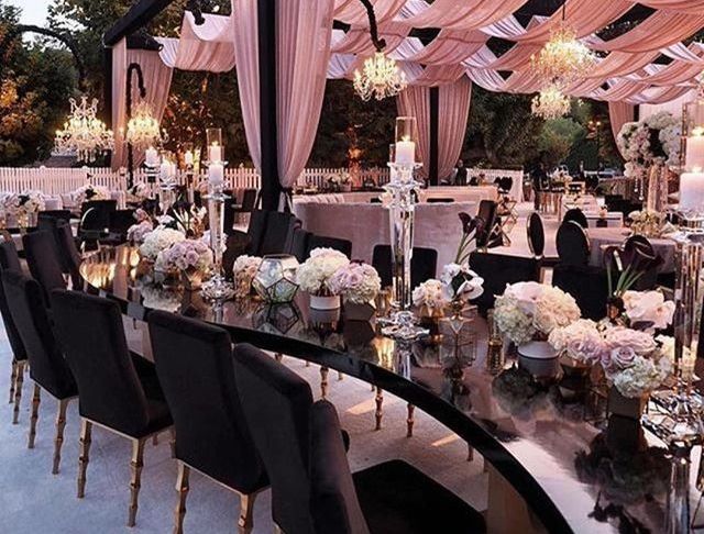 Black and Blush Wedding Awesome Elegant Blush &amp; Black Reception Space