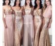 Black and Blush Wedding Beautiful Modest Beach Wedding Bridesmaid Dresses with Rose Gold Sequin Mismatched Wedding Maid Honor Gowns Women Party formal Wear 2019 Burgundy Bridesmaid