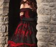 Black and Red Gothic Wedding Dresses Luxury Gothic Belle Red Black Lace Fantasy Gown Wedding Holiday