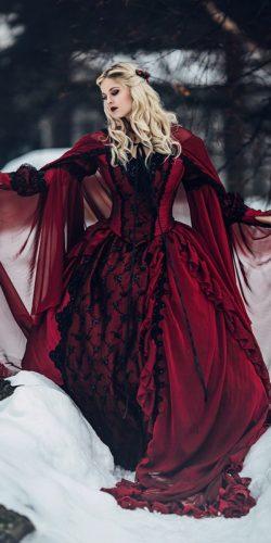 gothic wedding dresses red and black ball gown victioran devil instagram 250x500