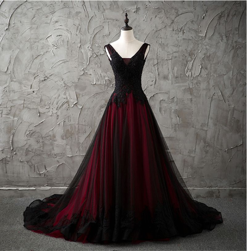 Black and Red Gothic Wedding Dresses Unique Details About New Red Black Gothic Wedding Dress A Line